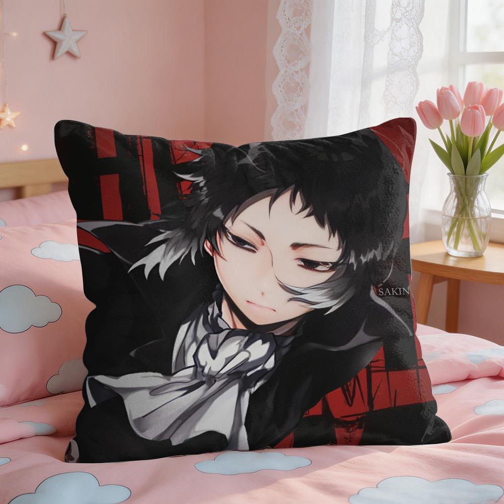 Bungo SStray Dogs Anime Cushion Cover Square Short Plush Pillow Case Living Room Sofa Home Decor Funda X