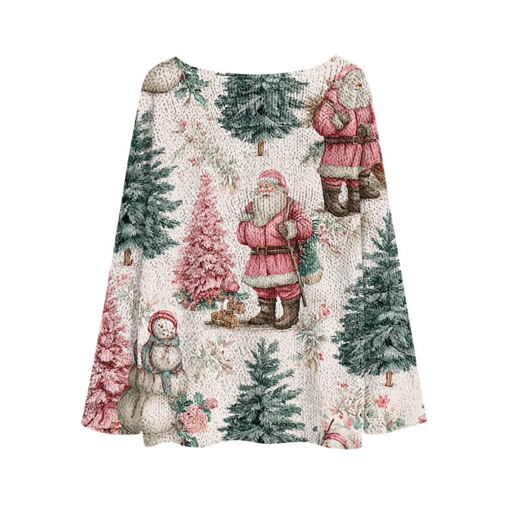 Damen Herbstpullover Langarm Druck Tops Pullover Locker Schick Lässig Basic Kleidung