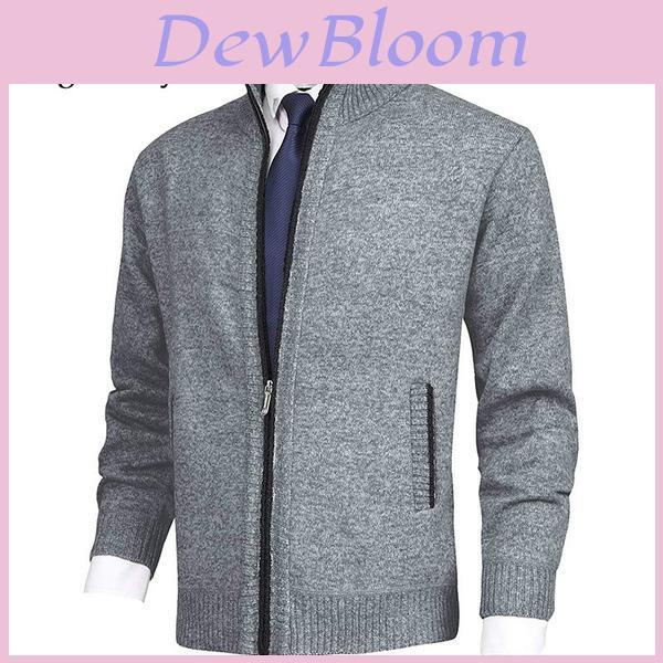 New Arrival Men's Solid Color Stand Collar Fashion Cardigan Sweater Knitted Jacket Plus Size Sweater Men Autumn/winter)