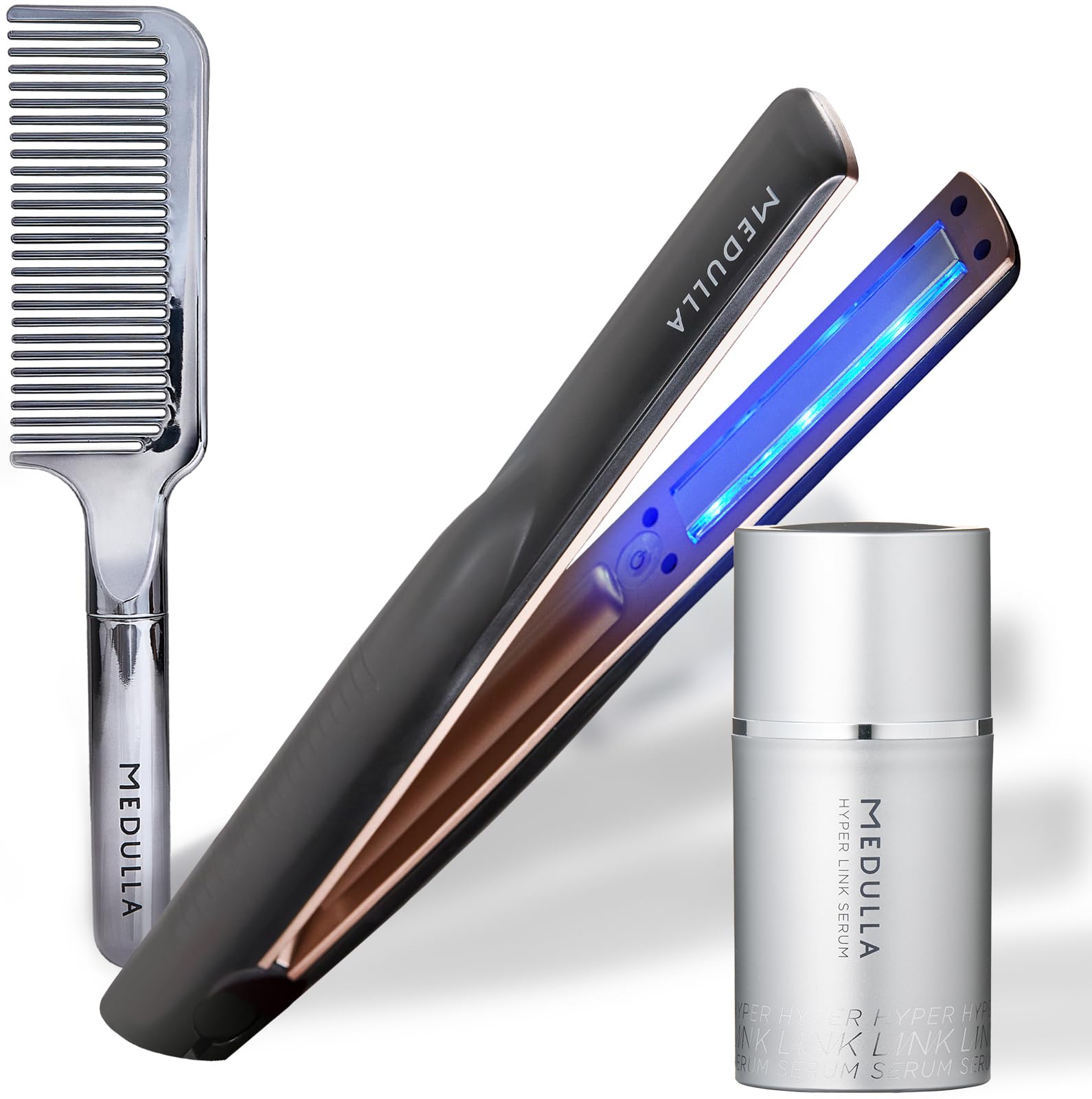 

MEDULLA Sonic Shine Pro x Hyperlink Serum x Ultra Shine Comb 3-Piece Set: Hair Milk, Comb, Ultrasonic Iron, Ultrasonic Treatment, Hair Care