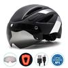 Adult Cycling Helmet With Magnetic Sunglasses Integrated Rear Light EPSPC One-Piece Construction Road Bike Outdoor