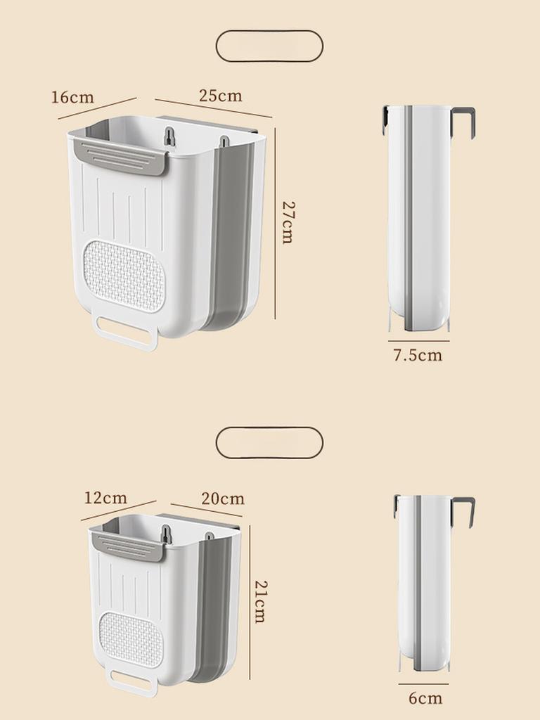Αναδιπλούμενος Κάδος Απορριμμάτων Τοίχου Κουζίνας Μπάνιου Κρεμαστός Κάδος Αποθήκευσης για Σπίτι, Πολυκατοικία Πλαστικός με Εύκολο Καθάρισμα