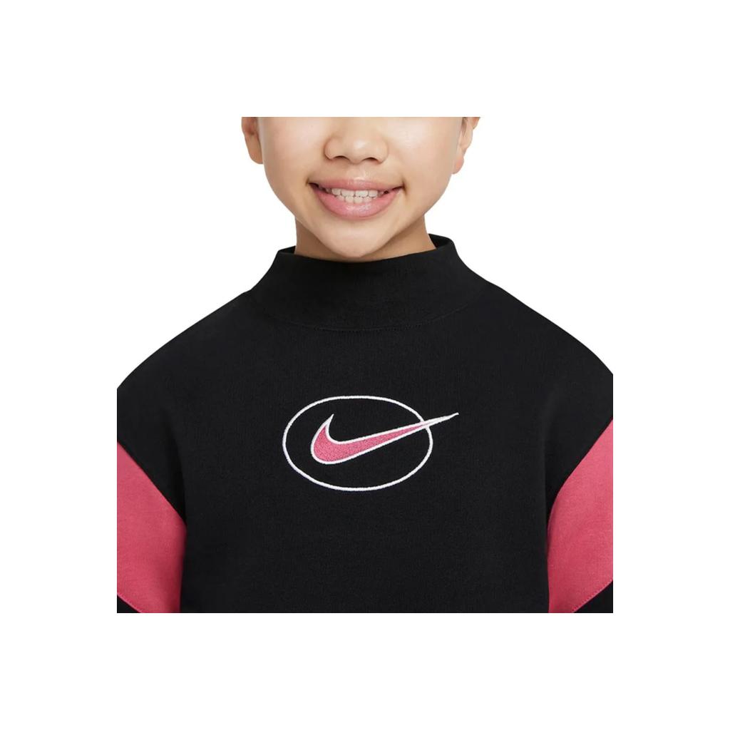 Nike Logo Gesticktes Colorblock Fleece Pullover Sweatshirt Kinder Sweatshirts DM8419-010