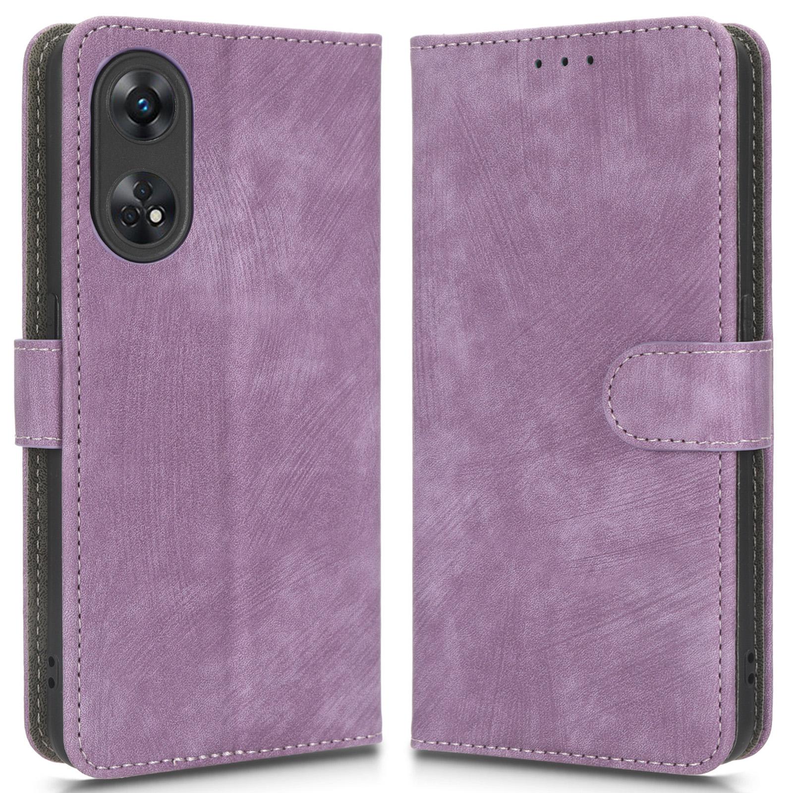 

Кожаный чехол для телефона Oppo Reno8 T 4G, подставка для телефона, кошелек с RFID-блокировкой Purple