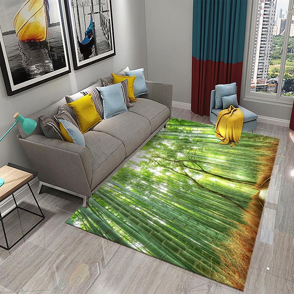 3D Green Bamboo Forest Bamboo Carpet for Bathroom Mat Plants Toilet Rugs Anti-Slip Mat Bedroom Living Room Floor Decor Carpets