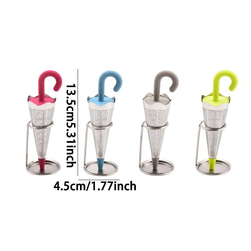 WTEMPO 2PCS Creative Umbrella Shaped Tea Strainers Silicone Stainless Steel Tea Filter Household Tea Filter