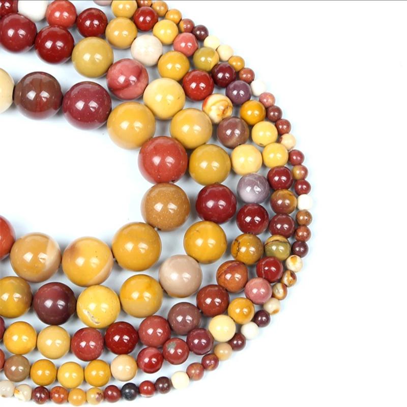 Fashion Natural Stone Mookaite Jasper Charm Loose Bead DIY Round Beads Jewelry Accessories