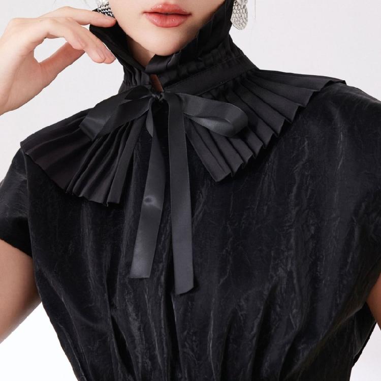 Fashion Spread Lapel Detachable Layered Gothic Collar European Design For Dresses Blouses Effortless Tie