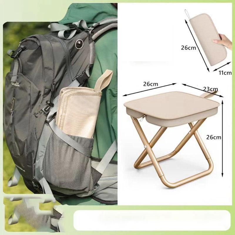 

Portable Folding Camping Stool with Adjustable Zipper - Lightweight Compact Weatherproof Outdoor Stool, Non-Slip Pad & Carry Han