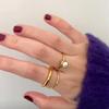 18K Gold-Plated Minimalist Double-Layer Irregular Ring for Women - Trendy European & American Retro Style