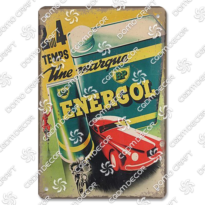 Motor Oil Poster Vintage Metal Plate Energol Oilzum Car Parts Oil Change Metal Tin Signs Wall Decor Garage Club Man Cave