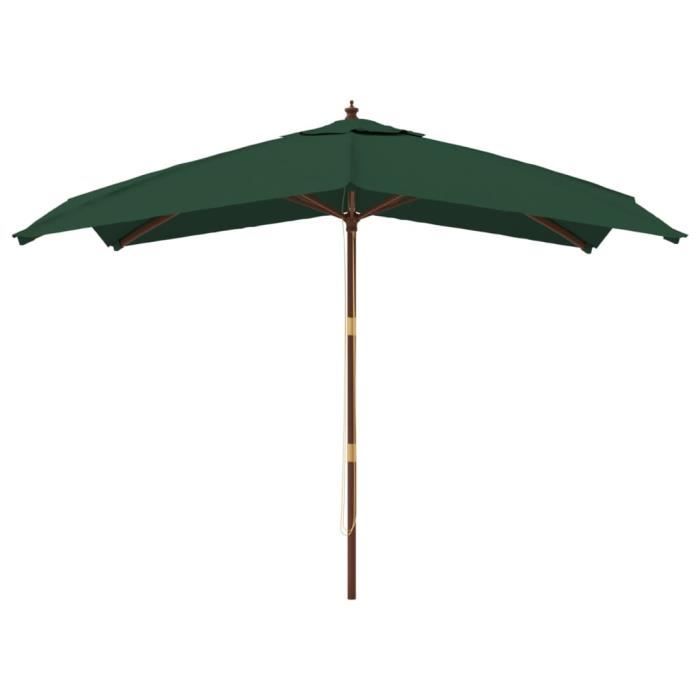 VidaXL Parasol de jardin avec mât en bois vert 300x300x273 cm 363192