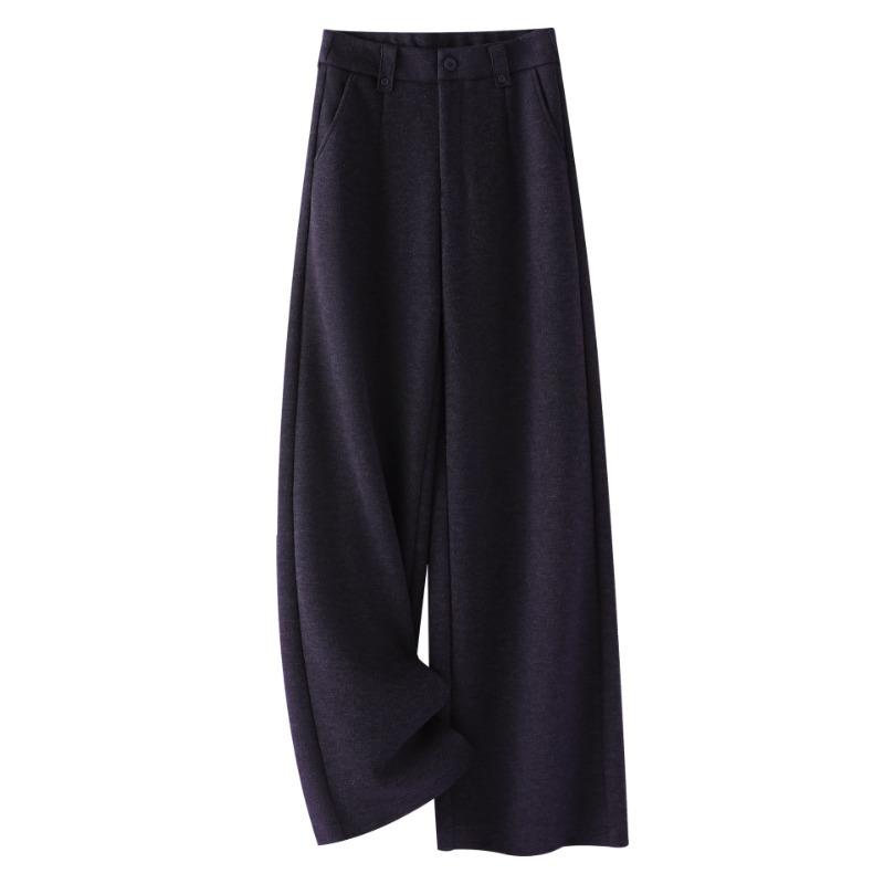 Women's Woolen Wide-Leg Drape Pants: New 2025 Loose, Stylish Velvet-Enhanced Suit Trousers for Autumn and Winter.