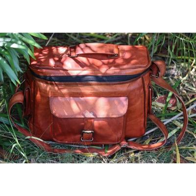 12" brašna na fotoaparát Unisex z pravé kůže Vintage Brown Cross Body pro fotografy
