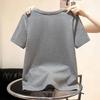 Women's Slim Fit Rhinestone Short Sleeve T-shirt