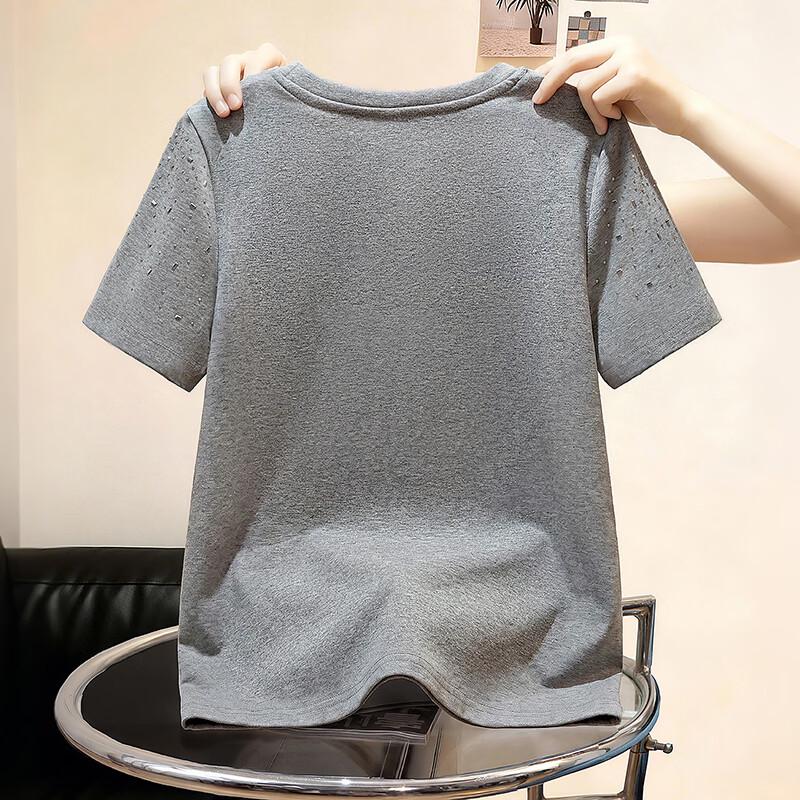 Women's Slim Fit Rhinestone Short Sleeve T-shirt