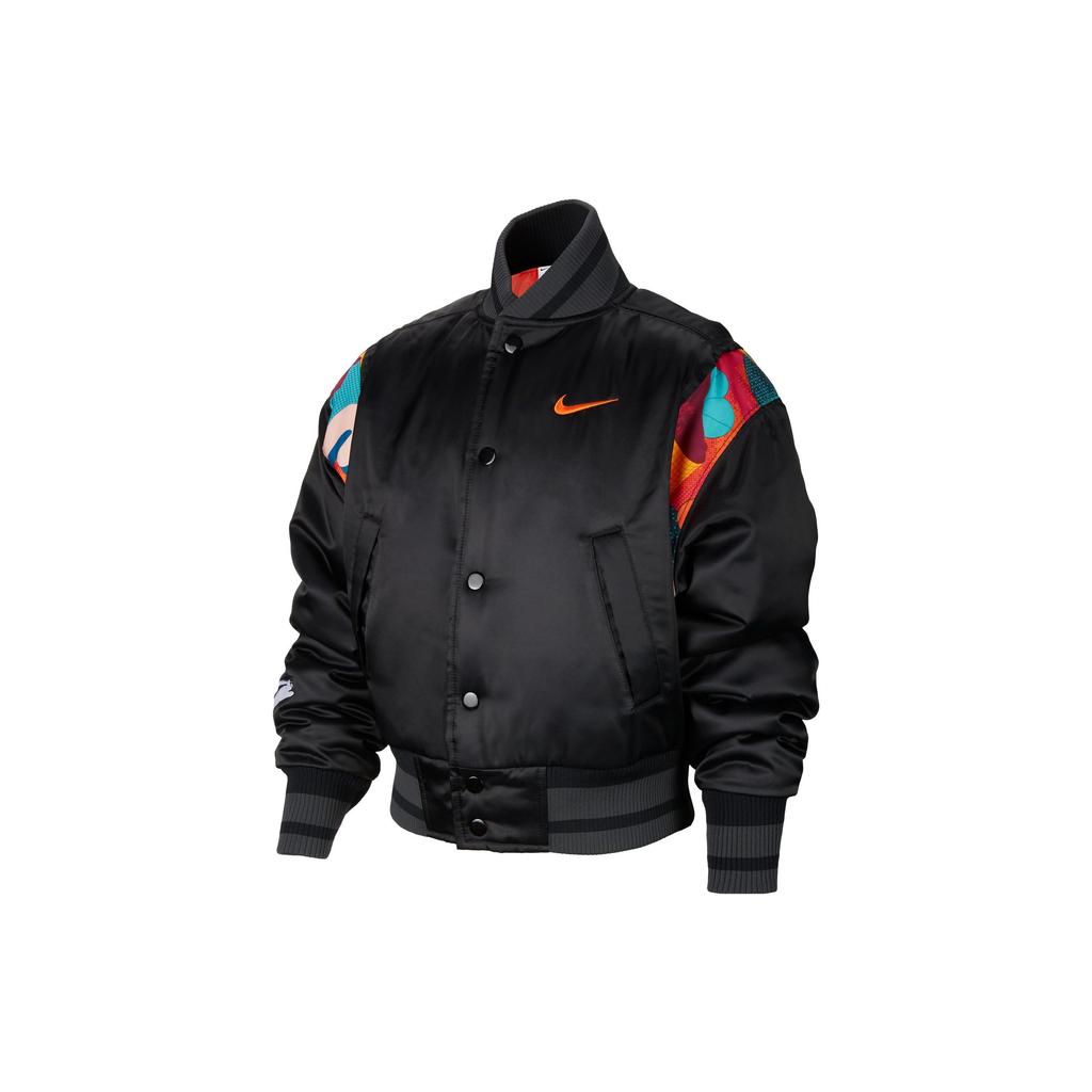 Nike Cny Series Full Length Snap Button Collar Vintage Basketball Jacket Kids Jackets Black FD4073-010