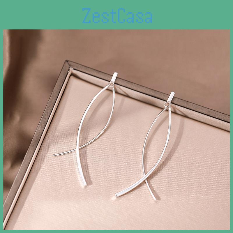 Crossed Chic Line Earrings Japanese Influence Sweet And Charming Individual