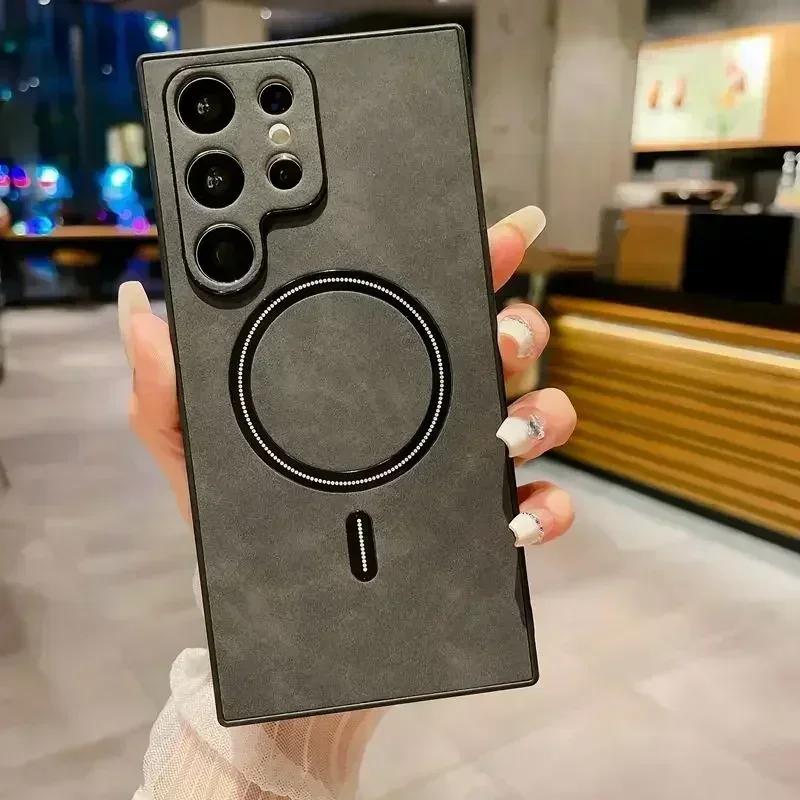 

Винтажный кожаный магнитный чехол для Magsafe для Samsung Galaxy S25 S24 S23 S22 S21 FE Note 20 Ultra Plus S21FE S23Ultra S 25 Чехол For Samsung S22