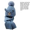 2Pcs/Set Children Hat Scarf Set Plush Ball Decor Bear Pattern Thickened Soft Touch Windproof Kids Knitting Hat Long Scarf Set