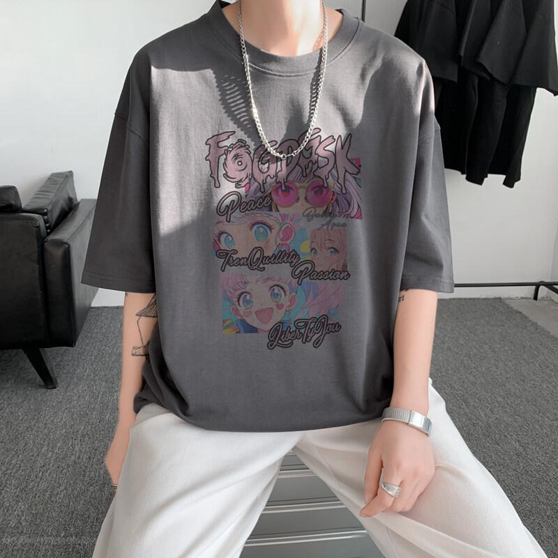 Unisexs Cotton Tshirts White 5XL Unisexs Oversized T Shirt Summer Casual Wear Letter Anime Print Tee Shirts for Unisex Male Clothes
