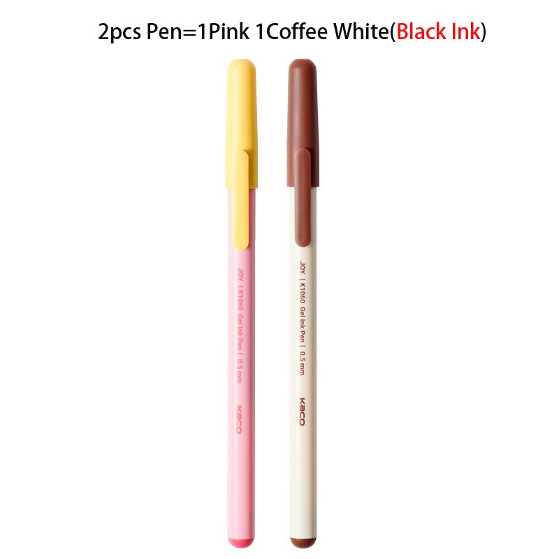 KACO JOY Gel Pen 0.5mm Black Fun Capped Biscuit Stick Style Frosted Body Daily Writing Pens 1600m Large Capacity School Supplies