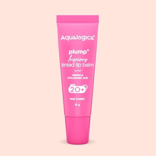 Aqualogica Pink Sorbet Plump+ Luscious Lightweight Tinted Lip Balm for Women & Men - Lip Mask with Spf 20+ with Berries -10g