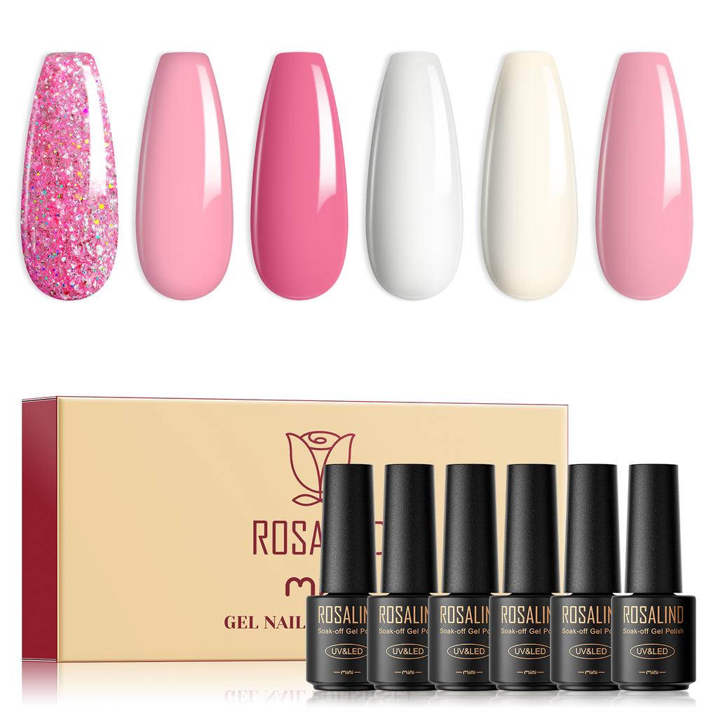 ROSALIND Gel Nail Polish Set 6pcs/Lot Nail Art Gel Polish Semi Permanent Gel Varnish Hybrid Soak Off UV Lamp Base Top Coat Gel Polish Kit