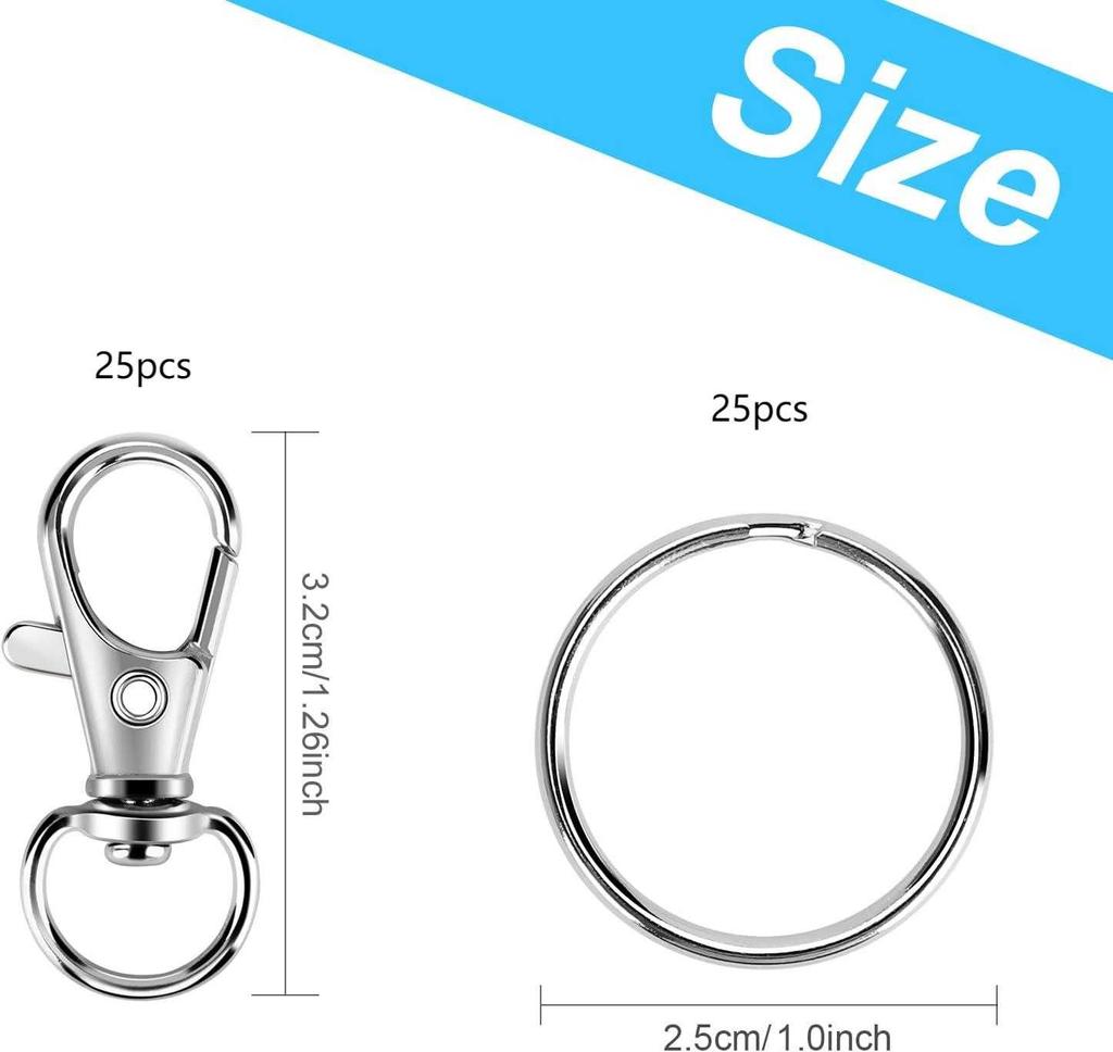 50/100/150PCS Keychain Hooks with Key Rings,.Metal Swivel Lobster Claw Clasps, for Keychain Clip Lanyard, Jewelry Making, Crafts