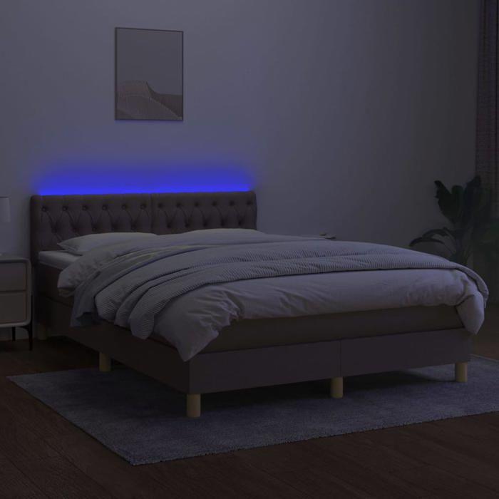 Exklusives Haus - Lattenrost mit LED-Matratze Taupe 140x190 cm Stoff