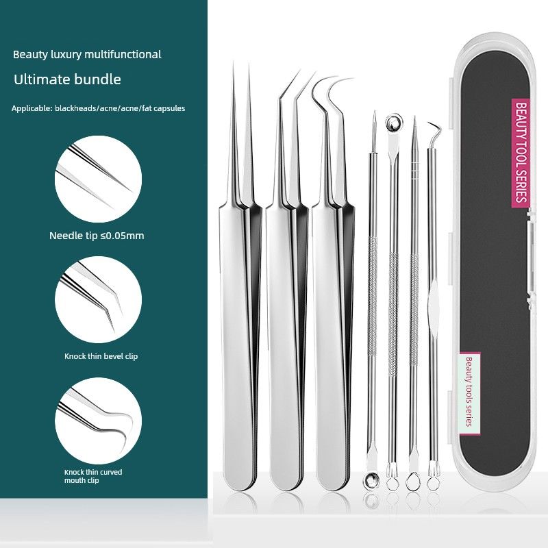 Acne Needle Set, Acne Needle and Cell Clip Set, Acne Removal Tools, Blackhead Scraper, Tweezers for Closed Comedones, Acne Extraction Tools Acne Needle 3-Piece Set