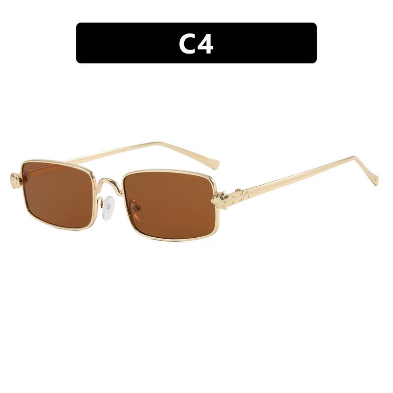 Leopard head small frame sunglasses square new retro sunglasses women Internet celebrity hip hop personality sunglasses