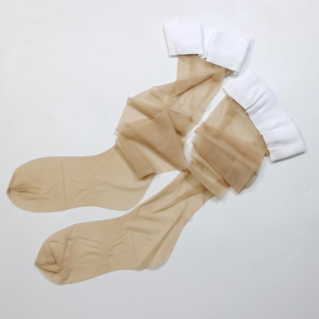 Ultra-Thin Transparent Nylon Spandex Valentine Thigh High Over Knee Socks Breathable Woven Solid Pattern Snagging Resistance