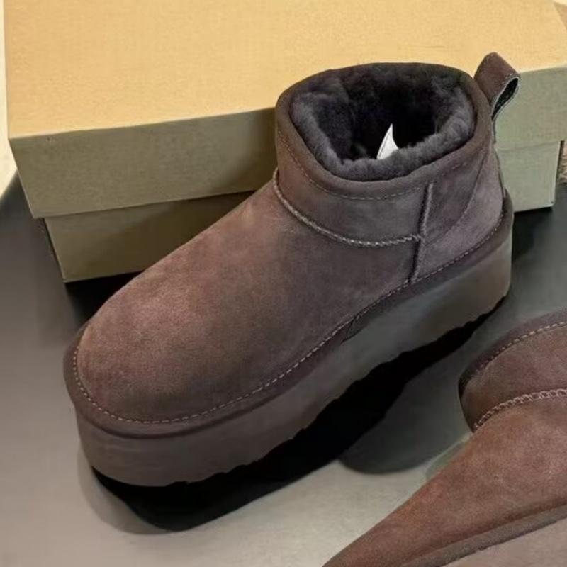 Fashion 2025 New Women Designer Winter Shoes Fur Lady High Heels Platform Snow Ankle Boots Classic Mini Luxury Botas Mujer Zapatos