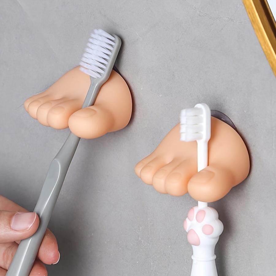 2Pcs Wall-Mounted Suction Cup Toothbrush Holders, Bathroom Storage Racks with Small Clips, Space-Saving Organizer for Toiletries