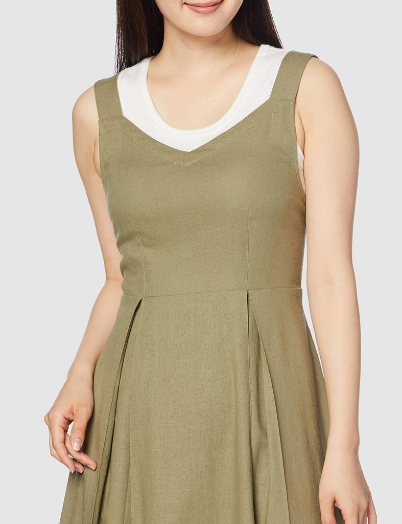 Freeze Mart Women's Back Lace-Up Maxi Jumper Skirt, Khaki, Japan, Free Size