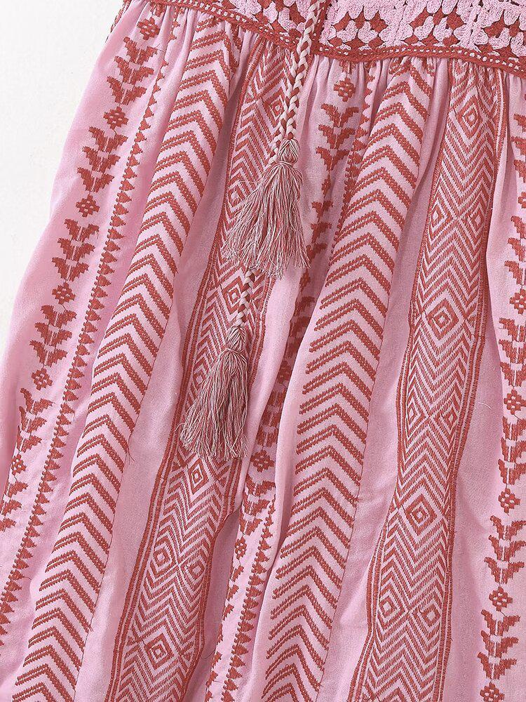 European & American Retro Crochet Spliced Knitted Sling Dress for Women