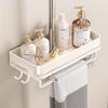 Universal No-Drill Shower Head Holder & Shelf for Bathroom Rods