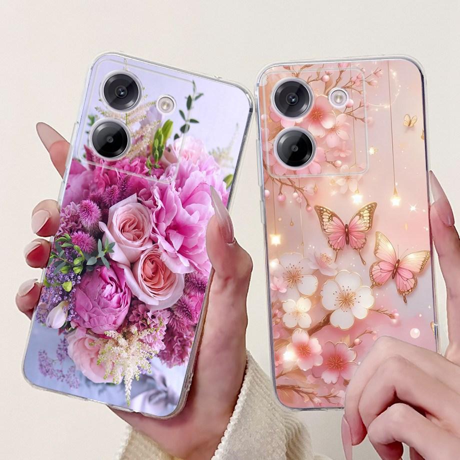 For Xiaomi Poco M7 Pro 5G X7 Pro Back Cover Girly Fashion Flower Butterfly Painting Soft TPU Clear Fundas PocoM7 Pro X7Pro Case