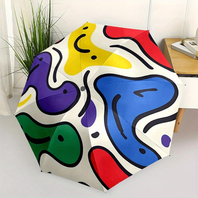 1pc Abstract Shapes Automatic Open/Close Umbrella with One Touch Button,, Windproof Design   Lightweight Portable Umbrella for Women & Men6043