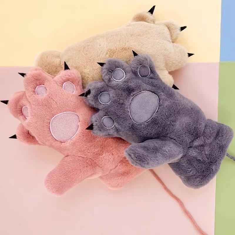 Women Gloves Bear Palm Paw Animals Plushclaw Glove Paws Costumes Cosplay Cute Cartoon Bear Simulation Furry Mittens Winter Warm