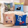Classic Abstract Animals Cushion Cover Natural Linen Organic Fabric DoubleSided Printing Sofa Home Decor Gift Pillow Cover