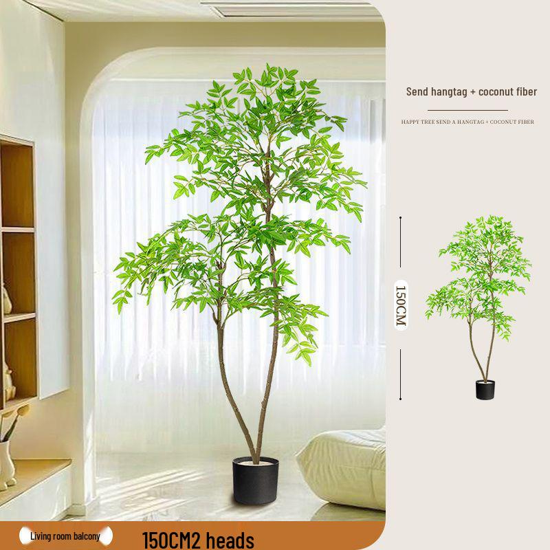 High-End Nandina Domestica Floor-Standing Faux Green Plant for Indoor Decoration