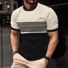 Men's Striped Short-sleeve T-shirt, Casual Round Neck, Versatile Daily Wear Staple.