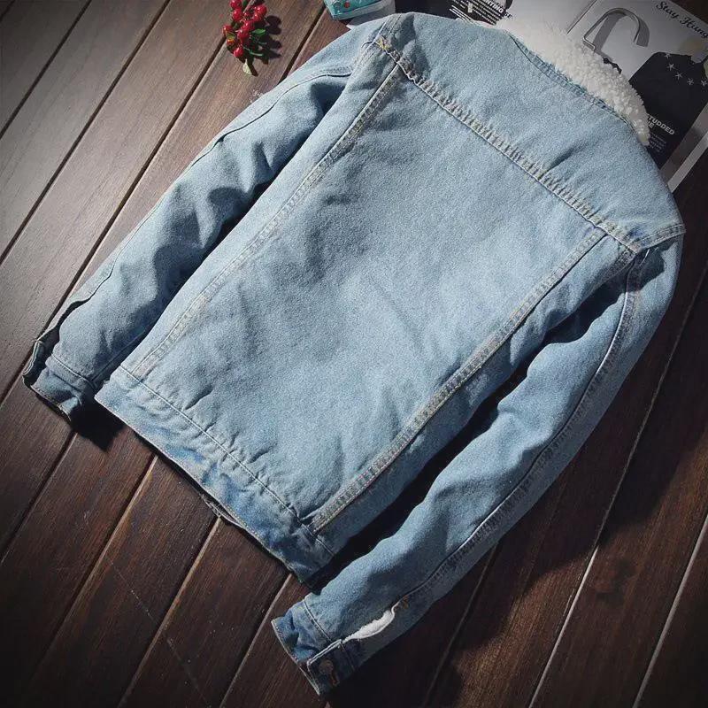 Men's Slim Fit Thickened Velvet Denim Jacket - Large Size, Lambskin Wool Imitation, Winter Youth Style