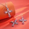 3 Pcs/Set New Fashionable And Minimalist Cross Heart Pendants Earrings Necklaces Jewelry Sets Women's Party GiftsTrendy Jewelry