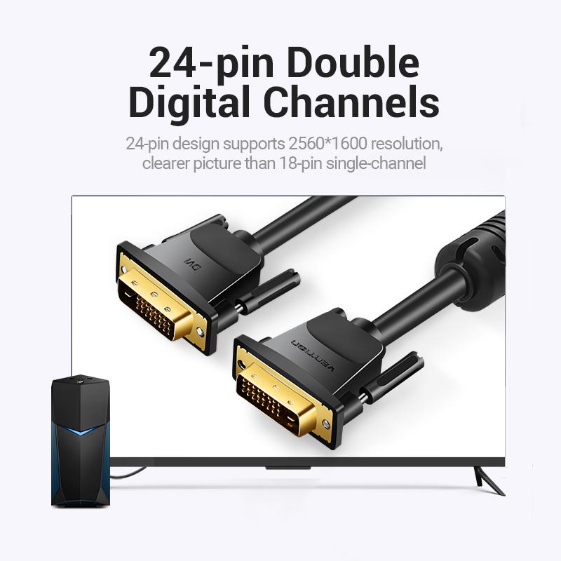 VENTION EAABJ 5m 1080P 60Hz 24+1 DVI to DVI Wire Male to Male Gold Plated Adapter Cable