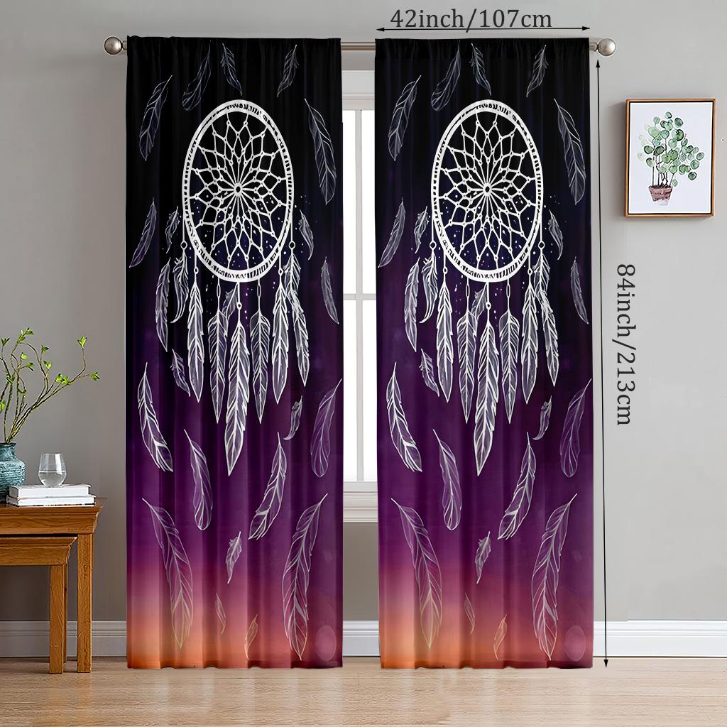

2pcs- Indian earrings, polyester curtains, bathroom, bedroom, living room, family room decorative curtains 14Wx39L(35x100CM)x2