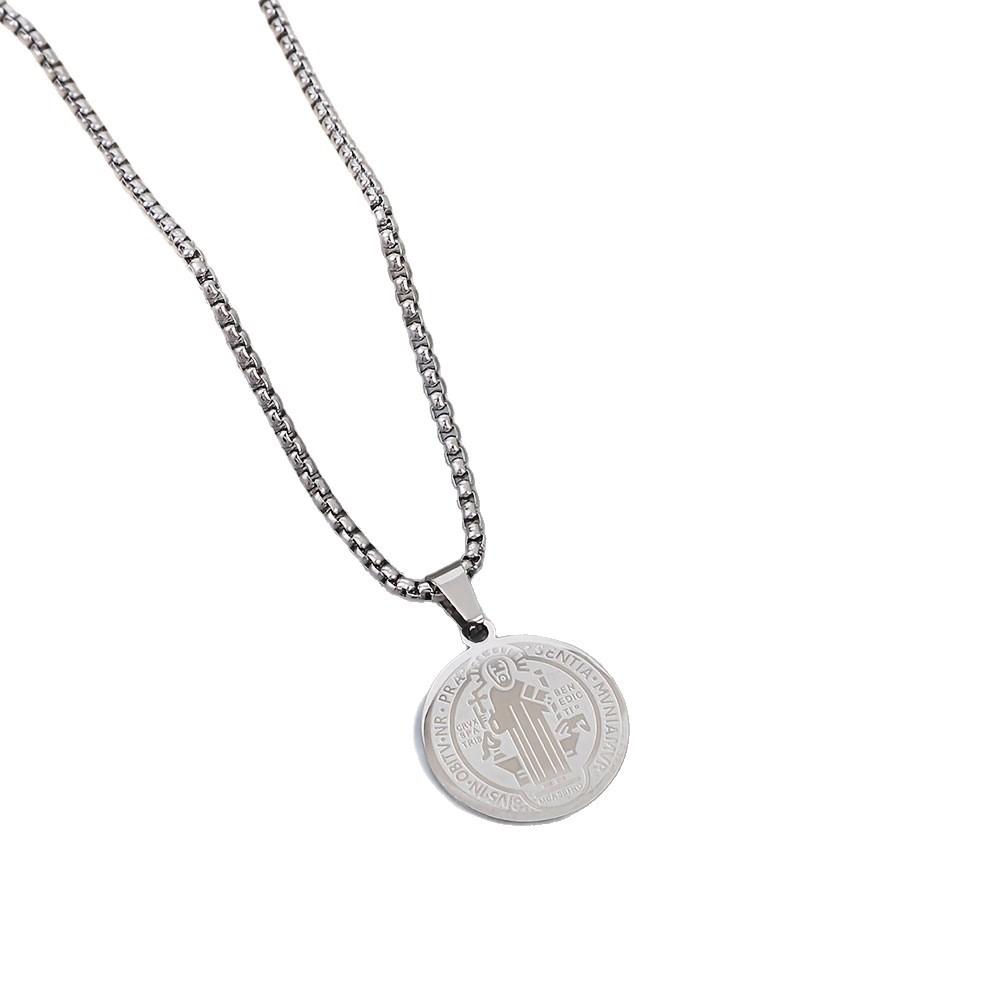 Trendy Brand Exorcist Letter Round Brand Jewelry Retro Men's Necklace Pendant