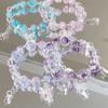 Sweet Purple Crystal Butterfly Bracelet for Women Simple Heart Moon Star Charm Bracelet Popular Fashion Jewelry Holiday Gift
